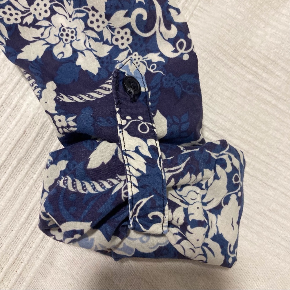 Caribbean Joe 100% Cotton Blue Floral Button Down Shirt - Picture 9 of 9
